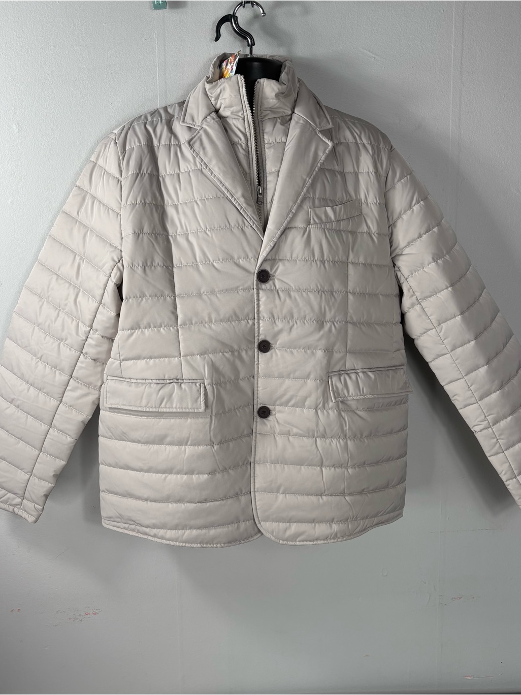 Robert Graham Quilted Puffer Jacket Detachable Collar Stone Men's 2xl Msrp $326